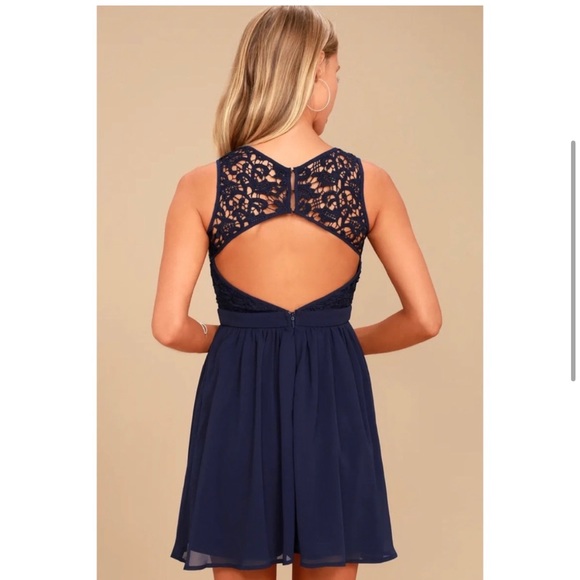 Lush navy blue dress - size extra large - sweetheart neckline lace open back - Picture 3 of 11
